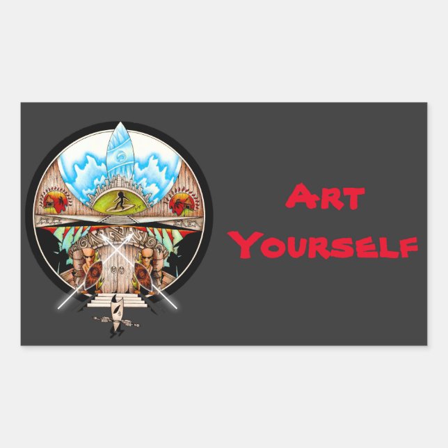 Tiki Village Rectangular Sticker (Front)