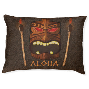Tiki Vintage Wooden Wood Mask Aloha Pet Bed