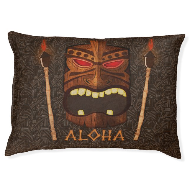 Tiki Vintage Wooden Wood Mask Aloha Pet Bed (Front)
