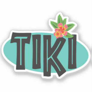 Tiki with Hibiscus Flower Sticker