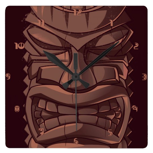 Tiki Wooden Totem Statute Wall Clock Zazzle