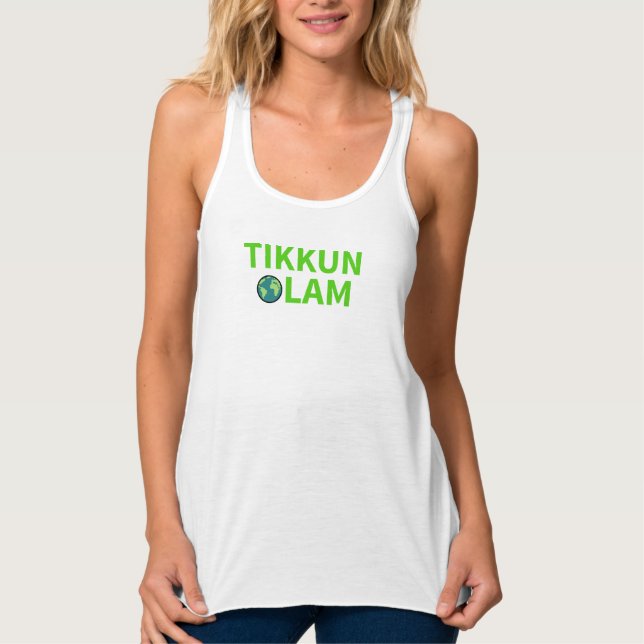 Tikkun Olam Jewish Repair World Eco Mitzvah Tank Top (Front)