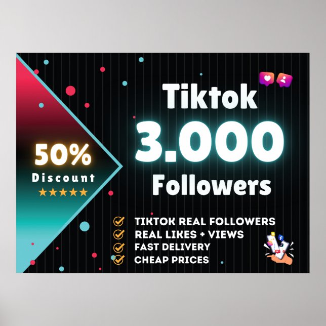 Tiktok 3.000 Followers | Buy Tiktok Followers Poster (Front)