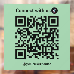 Tiktok Connect With Us Qr Code Mint Green Window Cling