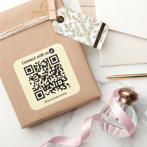 Tiktok Connect With Us Qr Code Soft Groovy Square Sticker