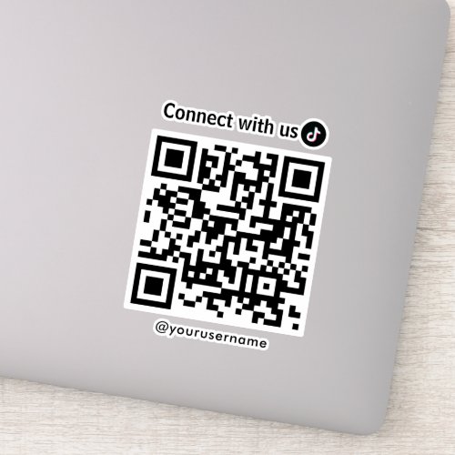Tiktok Connect With Us Qr Code White Sticker