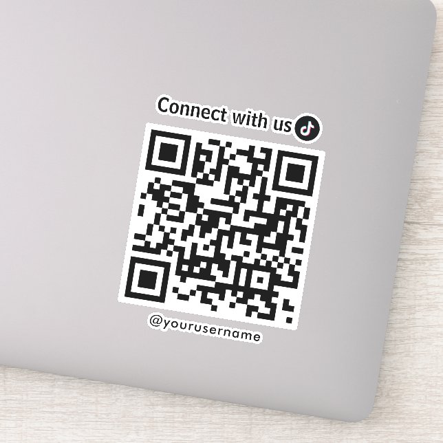 Tiktok Connect With Us Qr Code White Sticker (Detail)