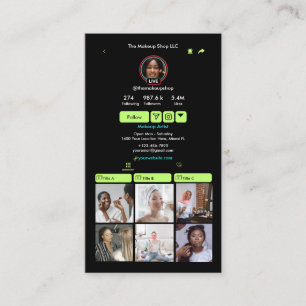 TikTok Lime Green Social Media QR Code Business Card