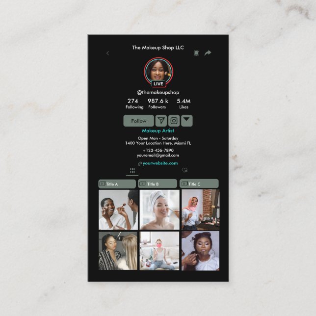 TikTok Sage Green Social Media QR Code Business Card (Front)