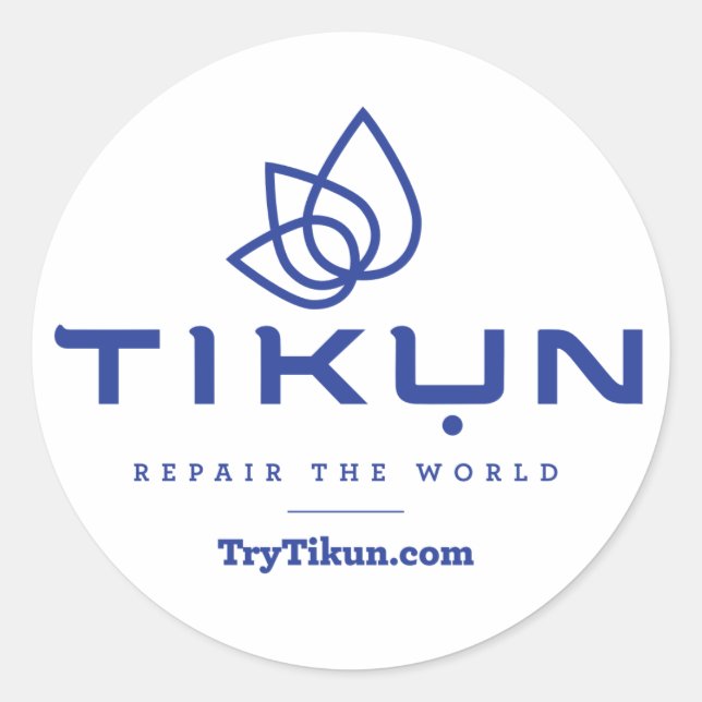 Tikun Blue On White Sticker (Front)