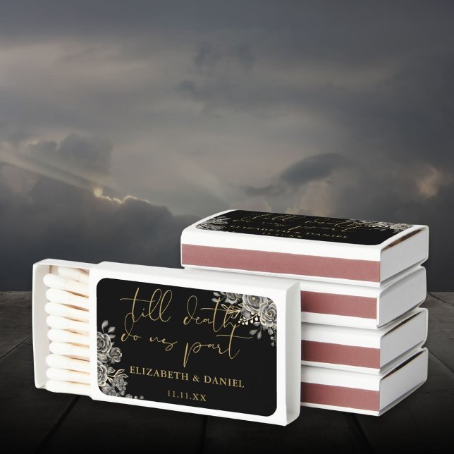 Til Death Black And Gold Gothic Wedding Favors Matchboxes (Til Death Black And Gold Gothic Wedding Favors Matchboxes)
