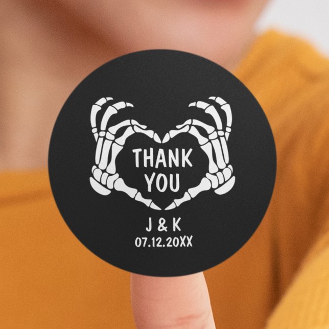 Til Death Black Skeleton Heart Wedding Thank You Classic Round Sticker (Til Death Black Skeleton Heart Wedding Thank You Classic Round Sticker
)