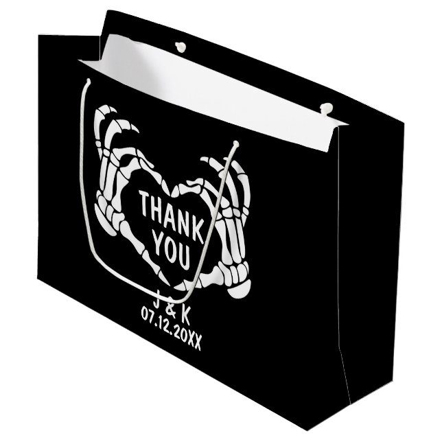 Til Death Black Wedding Thank You Large Gift Bag (Front Angled)