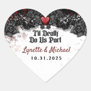 Til Death Blood Splatter Halloween Heart Wedding H Heart Sticker