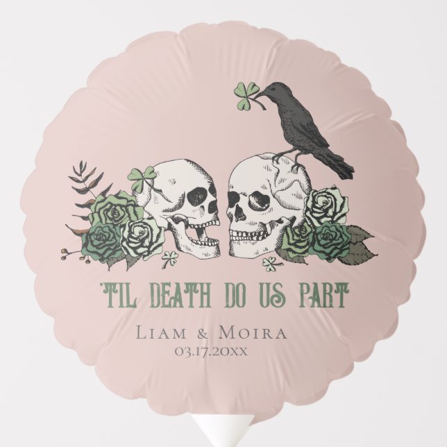 Til Death Blush Pink Gothic Bridal Shower Skull Balloon (Front)