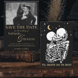 Til Death Cool Celestial Gothic Black Gold Wedding Save The Date