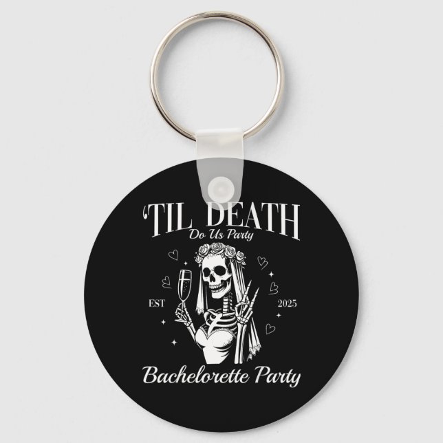Til Death Do Party Retro Halloween Bachelorette Keychain (Front)