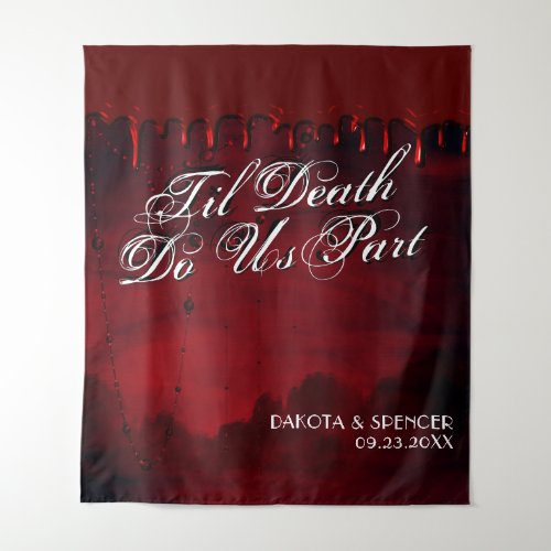 Til Death Do Us Part  Black and Red Photo Booth Tapestry