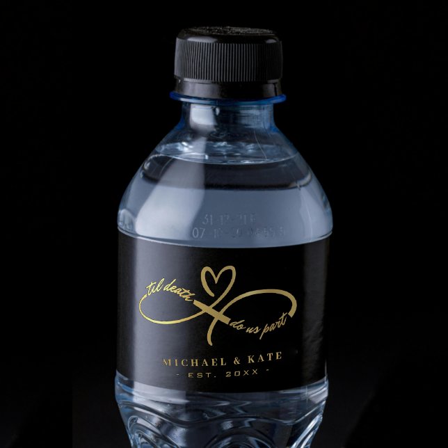 Til Death Do Us Part Black & Gold Infinity Symbol Water Bottle Label (Til Death Do Us Part Black & Gold Infinity Symbol Water Bottle Label
)