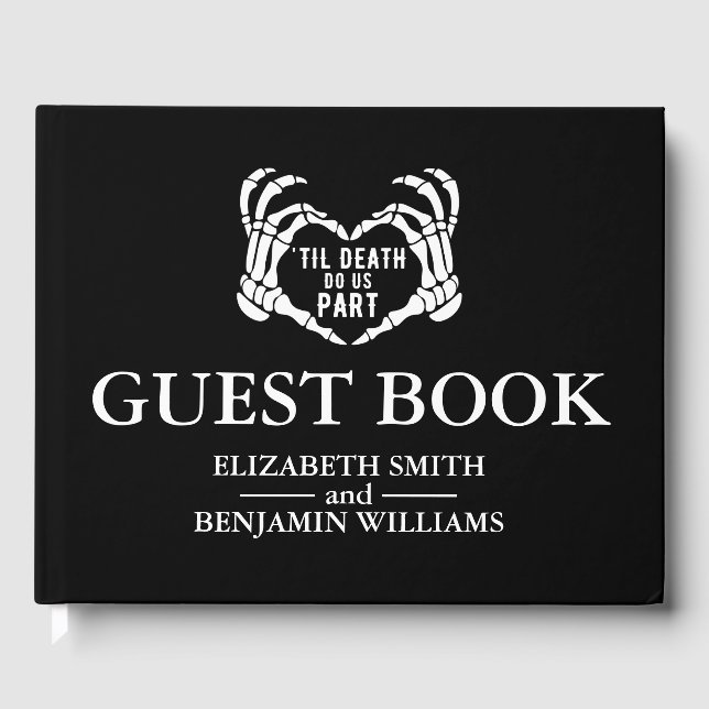 Til Death Do Us Part Black Gothic Wedding Guest Book (Front)