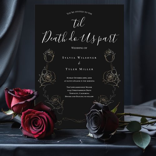 Til Death Do Us Part Black Gothic Wedding Invitation