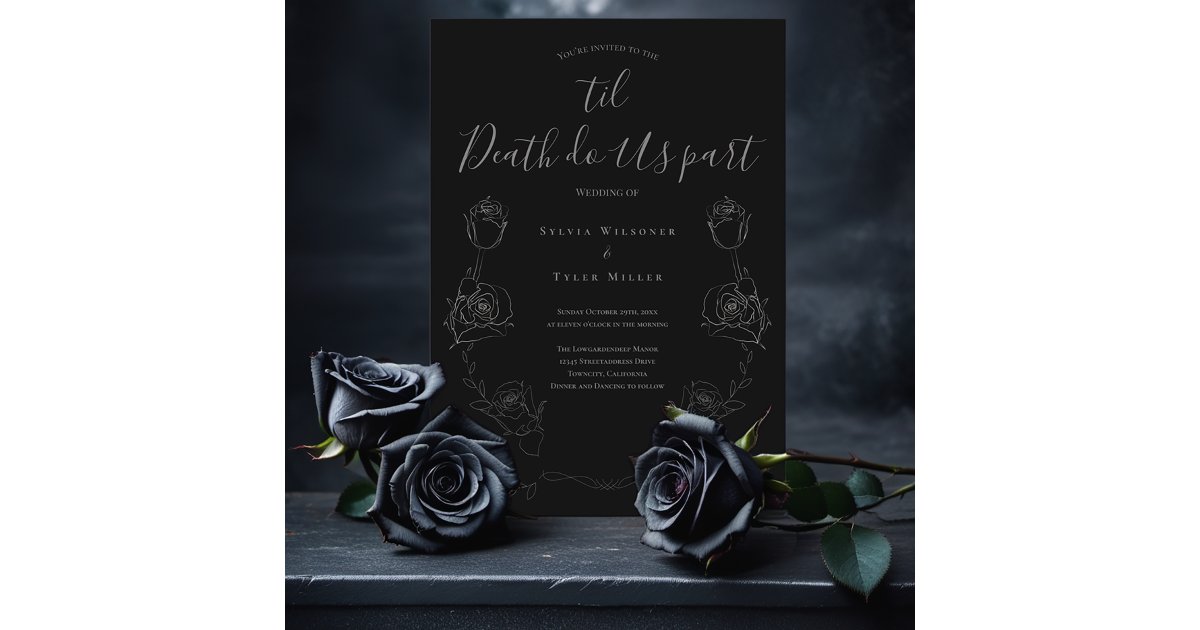 Til Death Do Us Part Black Gray Gothic Wedding Invitation | Zazzle