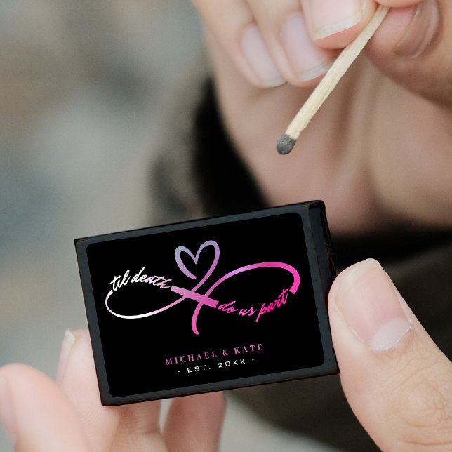 Til Death Do Us Part Black & Pink Infinity Symbol Matchboxes (Til Death Do Us Part Black & Pink Infinity Symbol Matchboxes
)