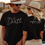 Til Death Do Us Part Black Wedding T-Shirt<br><div class="desc">Elegant black and white newlywed couple t-shirt with text Til Death do us Part.  Personalize it with your wedding details.  Great for honeymoon.</div>