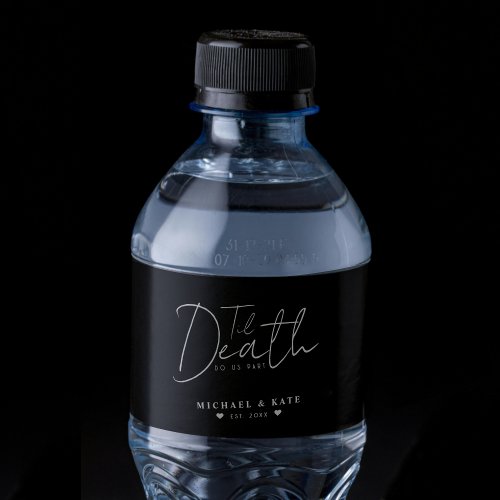 Til Death Do Us Part Black Wedding Water Bottle Label