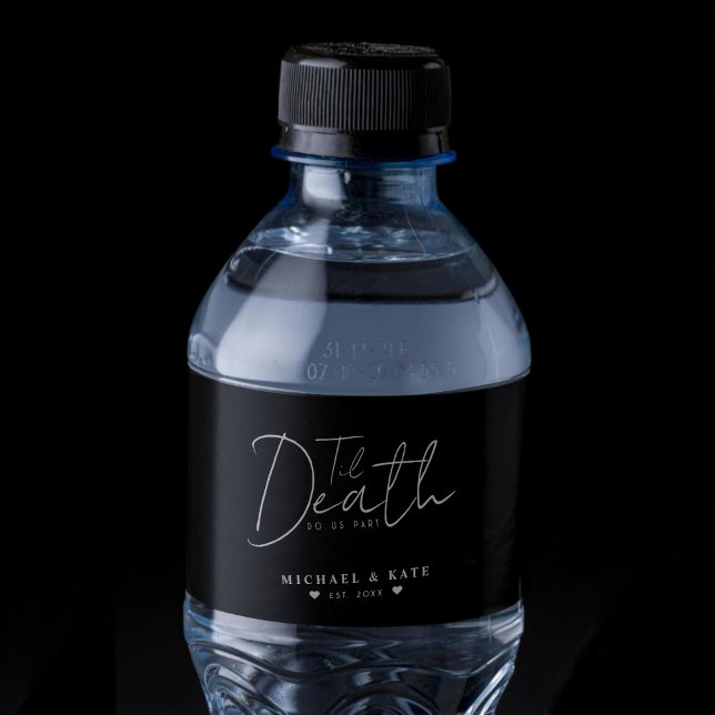 Til Death Do Us Part Black Wedding Water Bottle Label (Til Death Do Us Part Black Wedding Water Bottle Label)