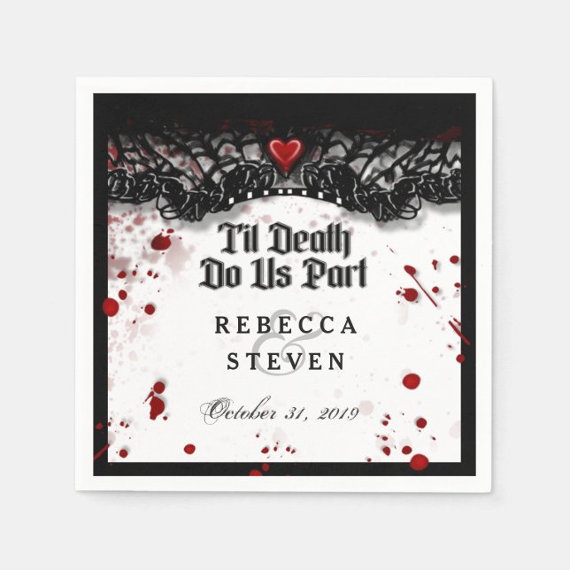 Til Death Do Us Part Blood Splatter Halloween Paper Napkins (Front)