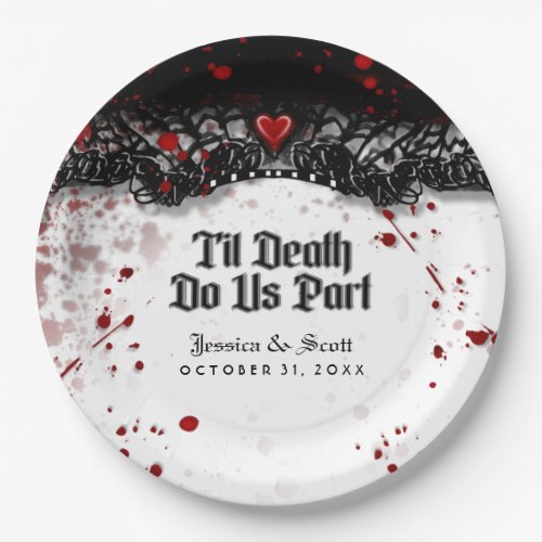 Til Death Do Us Part Blood Splatter Names Wedding Paper Plates