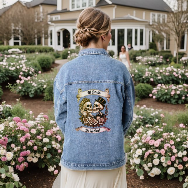 Til Death Do Us Part: Bride & Groom Skeleton  Denim Jacket (Wedding Back)