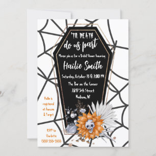 Til Death Do Us Part,Casket, Skull, Bridal Shower Invitation