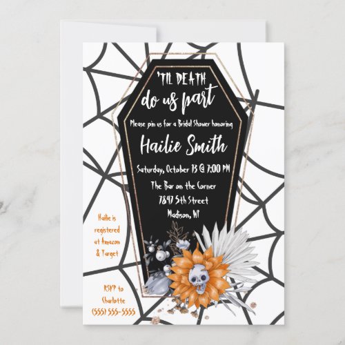 Til Death Do Us PartCasket Skull Bridal Shower  Invitation