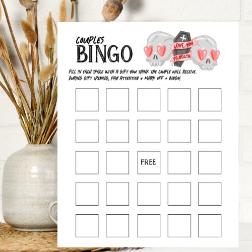 Til Death Do Us Part  Couples Bingo Game  Color