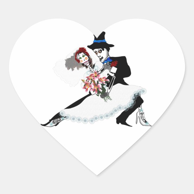 'Til Death Do Us Part - Day of the Dead wedding Heart Sticker (Front)