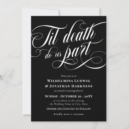 Til Death Do Us Part Elegant Goth Wedding Invitation | Zazzle