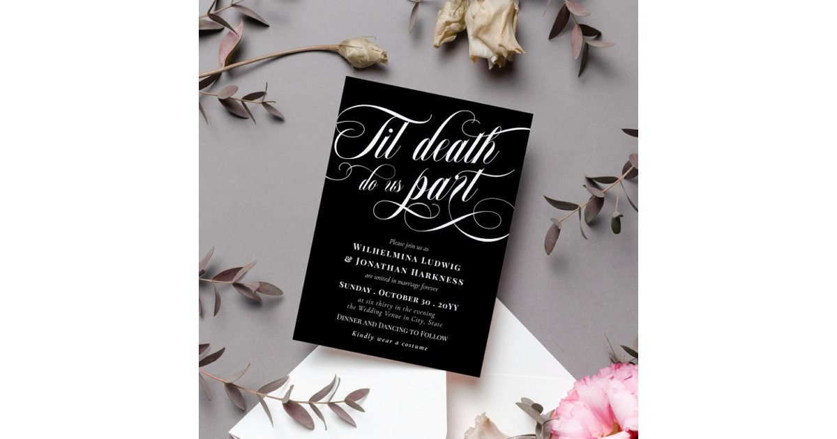 Til Death Do Us Part Elegant Goth Wedding Invitation | Zazzle
