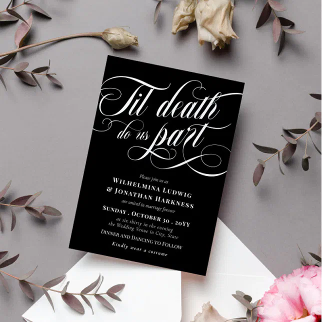 Til Death Do Us Part Elegant Goth Wedding Invitation | Zazzle