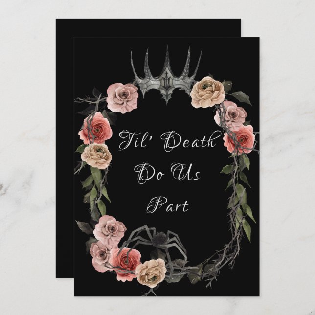 Til Death Do Us Part Elegant Rose Halloween Gothic Invitation (Front/Back)