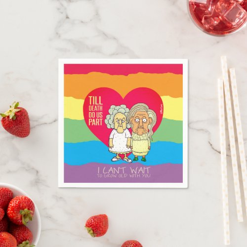 Til death do us part _ funny lesbian cartoon napkins