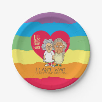 Til death do us part - funny lesbian cartoon paper plates
