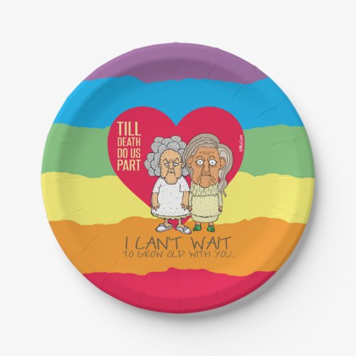 Til death do us part _ funny lesbian cartoon paper plates