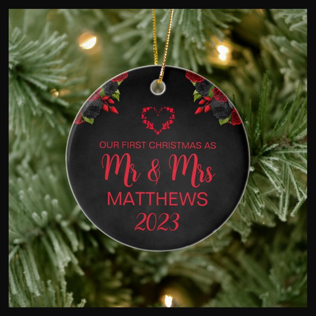 Til Death Do Us Part Goth Moody Black and Red Ceramic Ornament (Creator Uploaded)