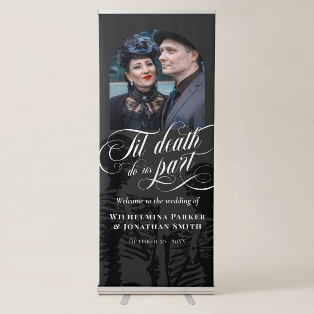 Til Death Do Us Part Goth Wedding Welcome Retractable Banner (Front)