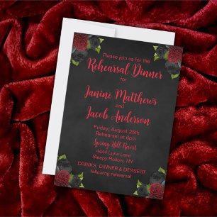 Til Death Do Us Part Gothic Black/Red Rehearsal Invitation