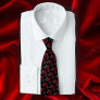 Til Death Do Us Part Gothic Black with Red Roses Neck Tie