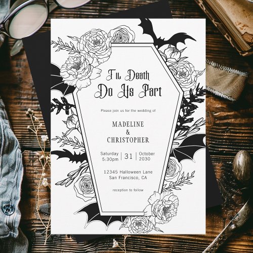 Til Death Do Us Part Gothic Floral Wedding Invitation