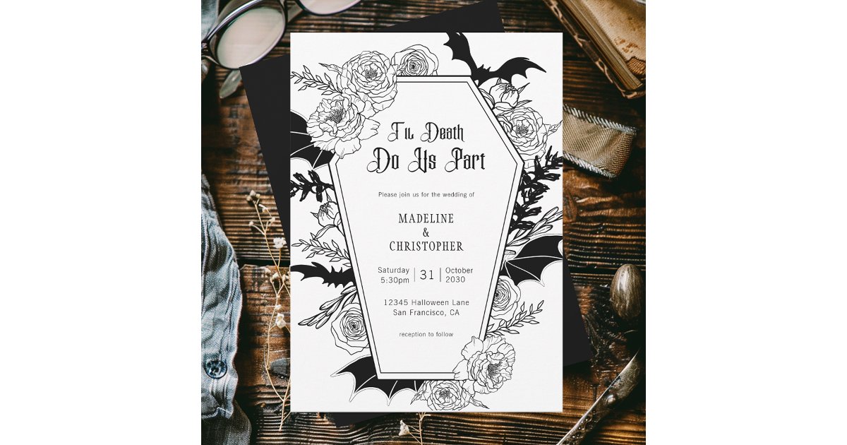 Til Death Do Us Part Gothic Floral Wedding Invitation | Zazzle